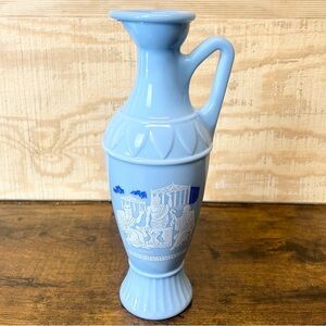 Vintage Blue milk glass 1961 Jim Beam urn jug vase Socrates Greek gretian Roman